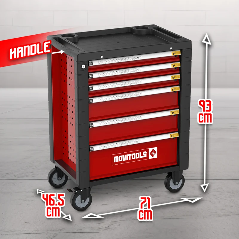 Servante d’atelier avec outils – 6 tiroirs à roulement + 54 accessoires – anrirouille – charge max 240 kg