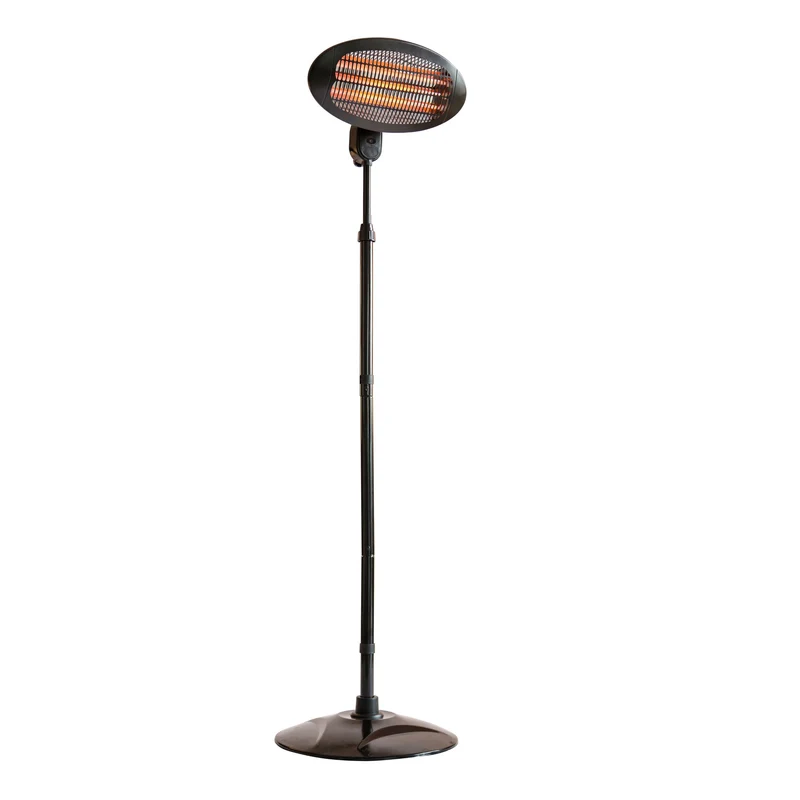 Chauffe-terrasse Auxo infrarouge sur pied 2000W – 3 niveaux, hauteur réglable, sécurité anti-basculement