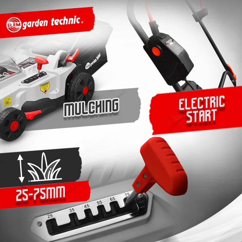 Tondeuse à gazon sans fil 40V avec 2 batteries 4Ah, 37 cm, mulching, moteur induction, bac 35L