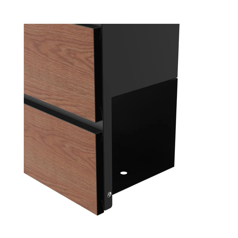 Boîte aux lettres murale CANNES – métal noir mat et bois – design moderne – porte-journaux – serrure avec clés