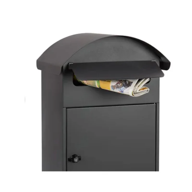 Boîte aux lettres BERLIN sur pied noire – acier – ouverture A4 – fixation au sol – serrure avec clés
