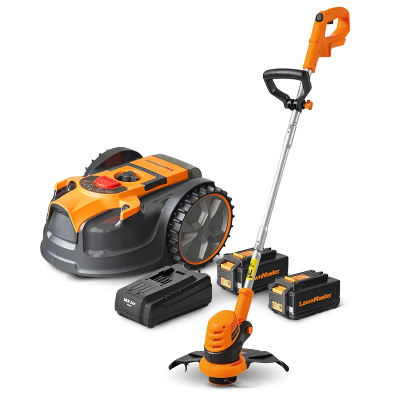 Kit robot tondeuse autonome sans fil périmétrique + coupe bordures 24v - 2 batteries
