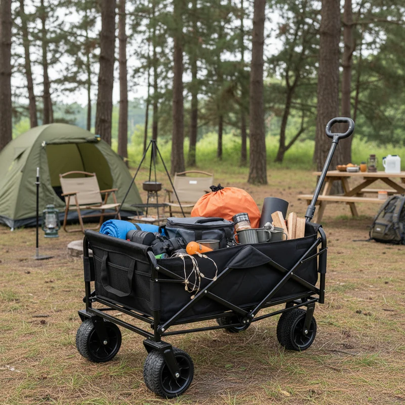 Chariot pliable tout terrain 100 kg – Chariot de transport jardin, plage et camping