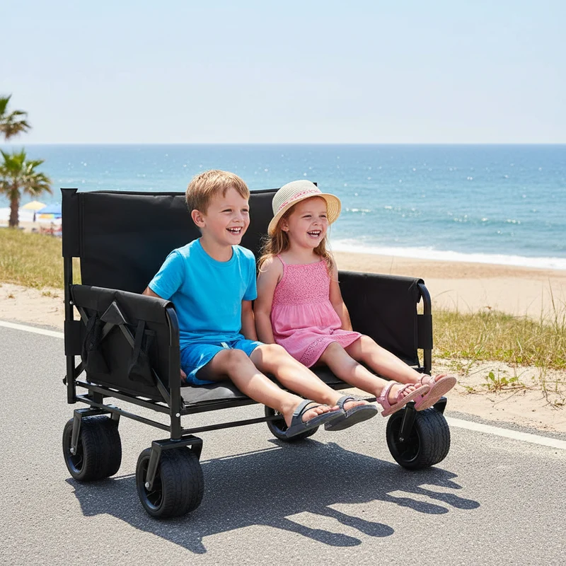 Chariot pliable tout terrain 100 kg – Chariot de transport jardin, plage et camping