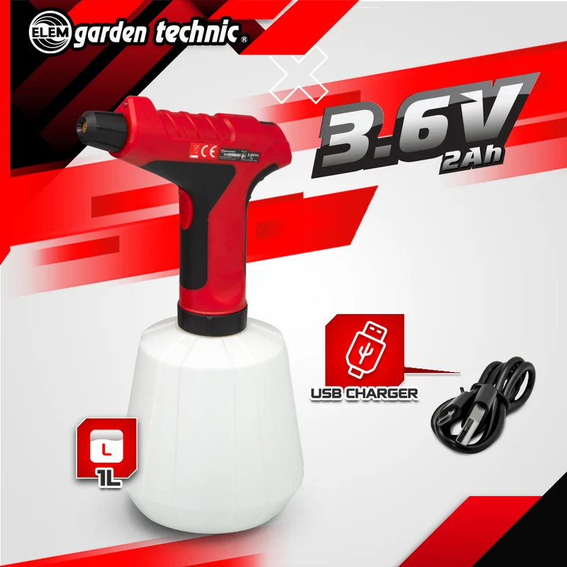 Pulvérisateur sur batterie 3,6V USB 1L – Léger, débit réglable et lampe LED intégrée