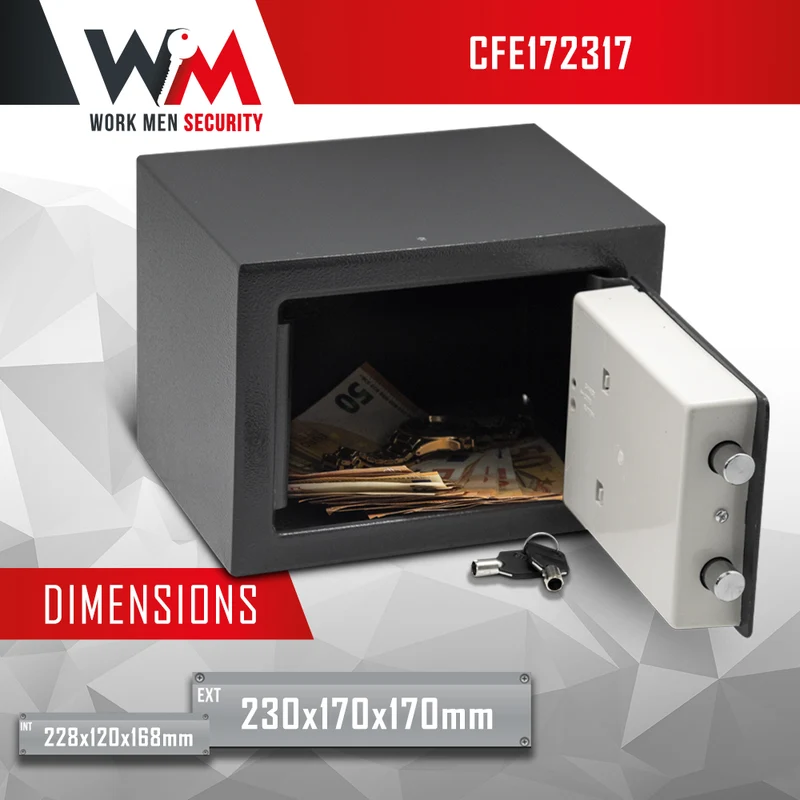 Coffre-fort électronique – 170x230x170 mm – Porte 3 mm – 2 clés de secours