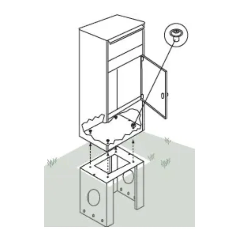 Socle métallique pour boîte aux lettres et boîtes à colis – Montage souterrain