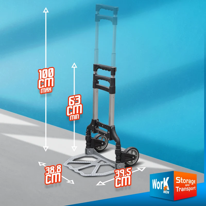 Diable pliable 70 kg – poignée télescopique – léger, compact et robuste