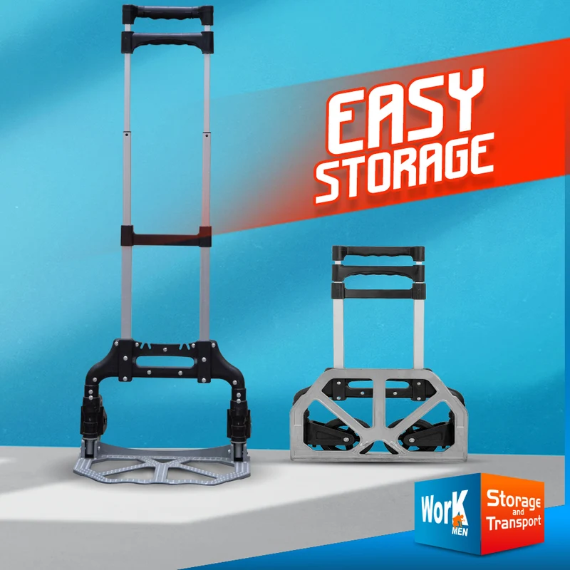 Diable pliable 70 kg – poignée télescopique – léger, compact et robuste