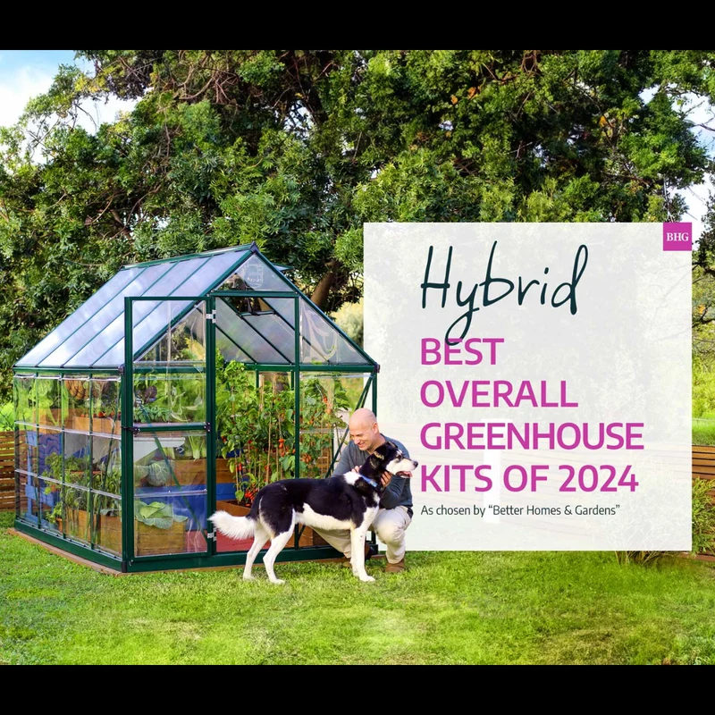 Serre de jardin Hybrid 5,7 m² – argent - polycarbonate double paroi, aluminium, base acier, ventilation, montage facile