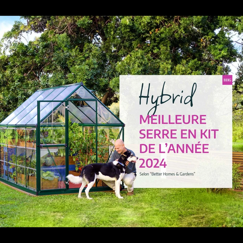 Serre de jardin Hybrid 5,7 m² – argent - polycarbonate double paroi, aluminium, base acier, ventilation, montage facile