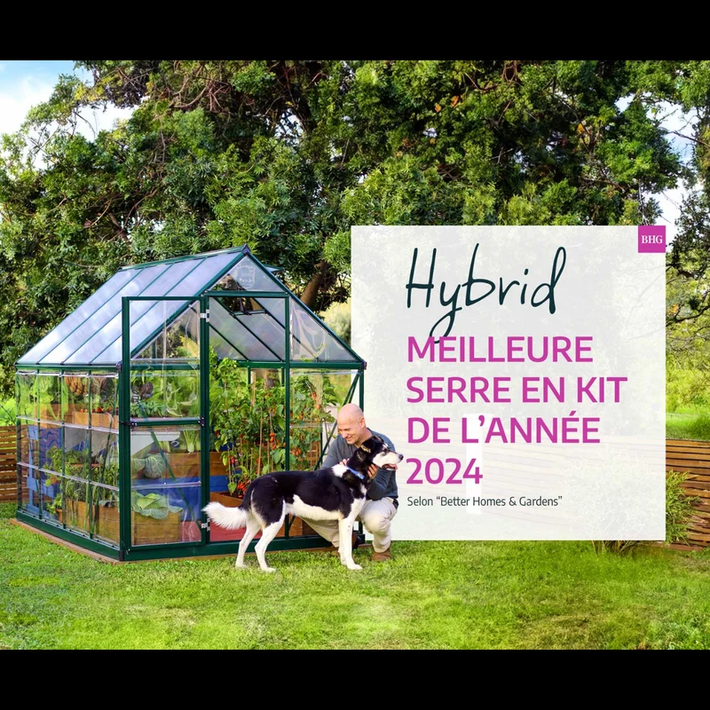 Serre de jardin Hybrid 4,6 m² – argent - polycarbonate double paroi, aluminium, base acier, ventilation, montage facile