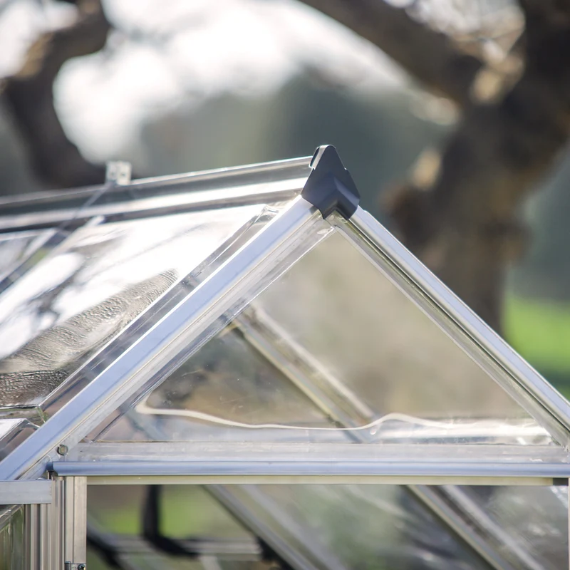 Serre de jardin Harmony 3,4 m² – argent - polycarbonate transparent, aluminium, base acier, ventilation, montage facile
