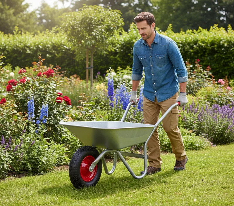 Brouette galvanisée 85L – roue à air – Capacité 100 kg