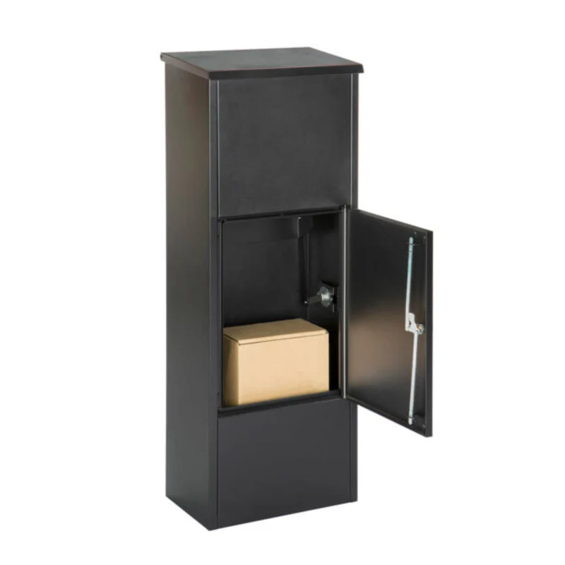 Boîte aux lettres colonne pour paquets – acier laminé – noire laquée sablé mat
