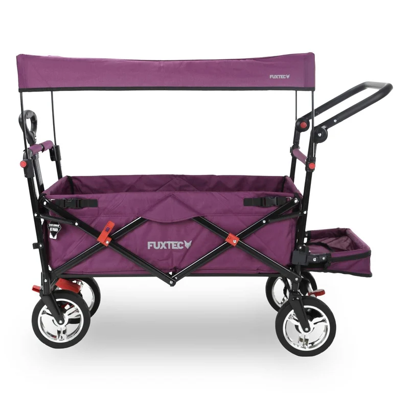 Chariot à main FUXTEC Smart Cruiser Occasion avec toit ouvrant protégé contre les UV, poignée de poussée et extension intérieure