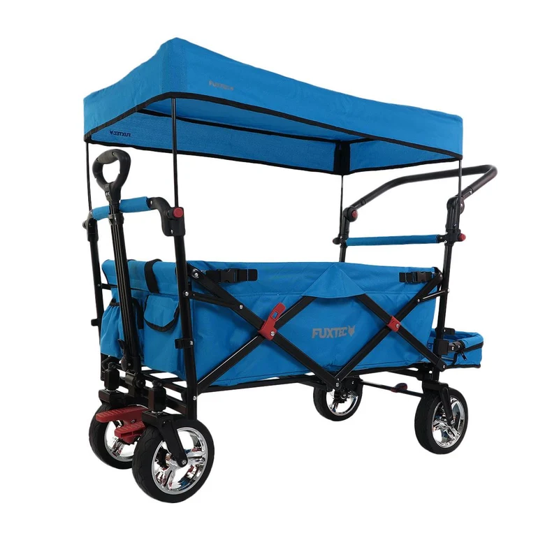 Chariot à main FUXTEC Smart Cruiser Occasion avec toit ouvrant protégé contre les UV, poignée de poussée et extension intérieure