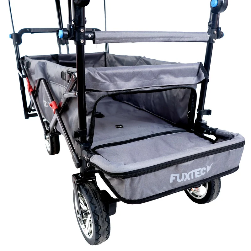 Chariot à main FUXTEC Smart Cruiser Occasion avec toit ouvrant protégé contre les UV, poignée de poussée et extension intérieure