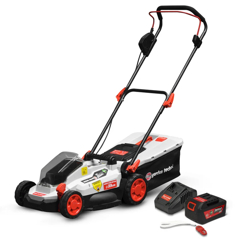 Tondeuse sur batterie 20V avec batterie 4Ah, 33 cm de coupe, fonction mulching