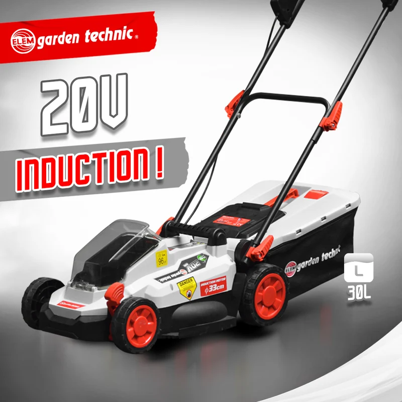 Tondeuse sur batterie 20V avec batterie 4Ah, 33 cm de coupe, fonction mulching