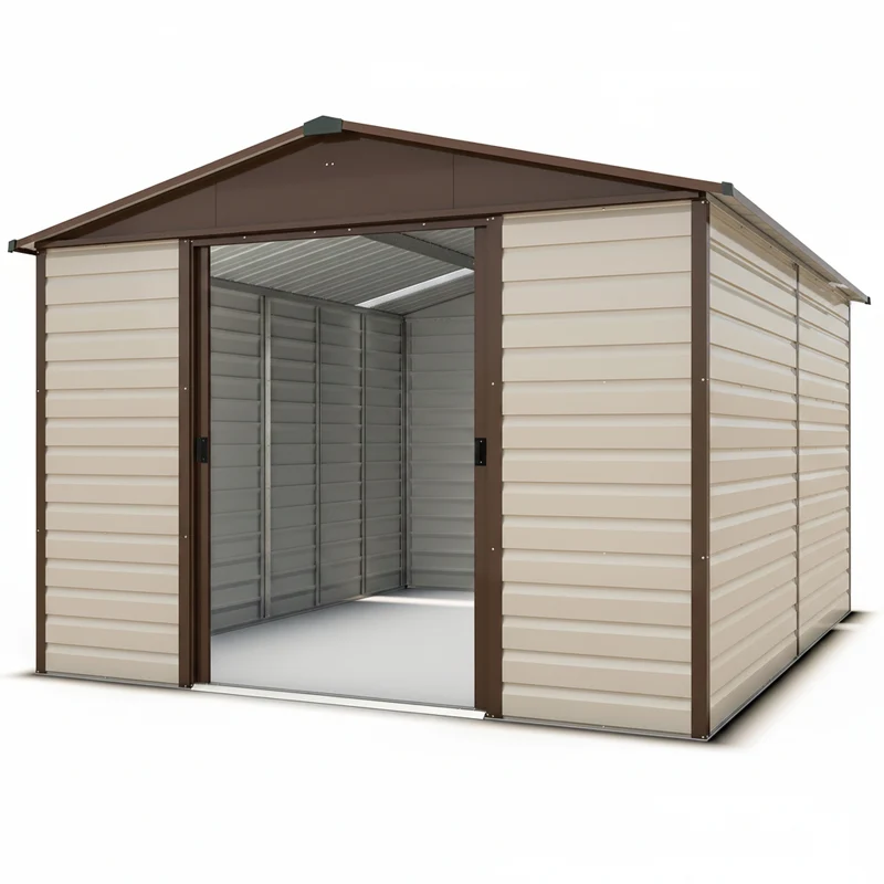 Abri de jardin métal Kensington - 3,03 x3,76 x2,24 m- double-porte coulissante - robuste, spacieux et sans entretien