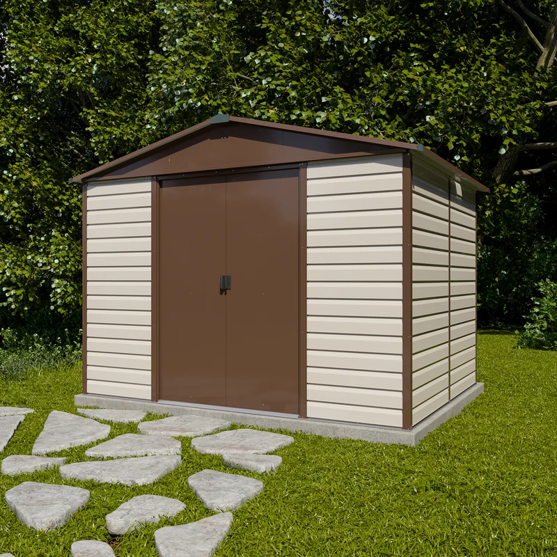 Abri de jardin métal Fairmont - 3,03 x 2,37 x 2,24 m - double-porte coulissante et toit translucide