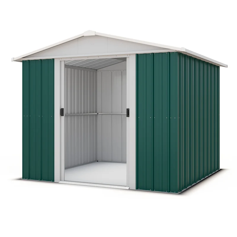 Abri de jardin en métal Westwood - 2,42 x 2,17 x 1,93 m – spacieux, solide, avec double-porte large et toit acier