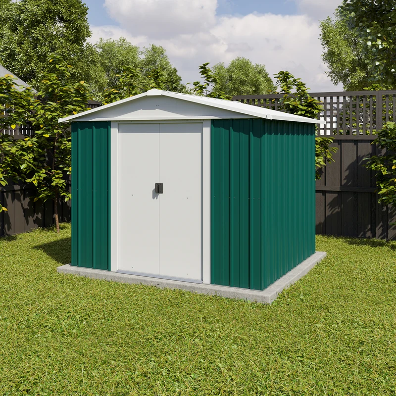 Abri de jardin en métal Westwood - 2,42 x 2,17 x 1,93 m – spacieux, solide, avec double-porte large et toit acier