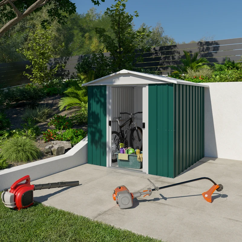 Abri de jardin métal Northdale - 2,02 x 2,17 x 1,89 cm - double- porte coulissante - robuste, spacieux et sans entretien