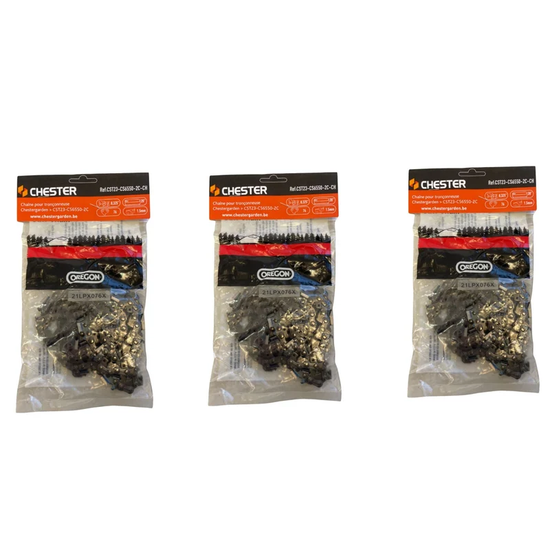 Lot de 3 chaînes 76 maillons pour tronçonneuse - OREGON