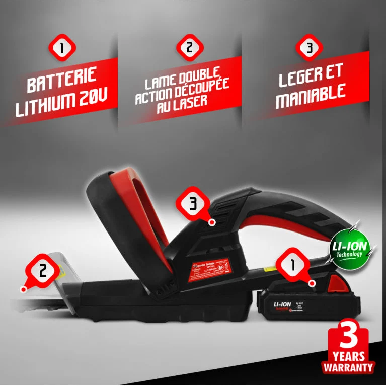 Taille-haie sur batterie 20 V - lame 510 mm