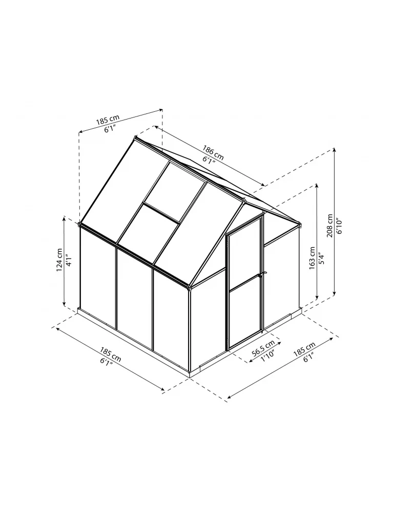 Serre de jardin Mythos 1,85 x 1,85 m verte - aluminium - fenêtre et gouttières