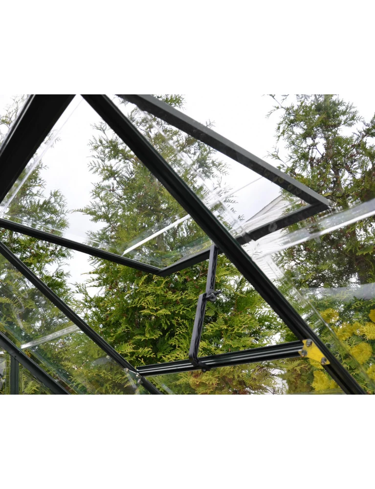 Serre de jardin Harmony 2,47 x 1,85 m grise - aluminium - fenêtre et gouttières