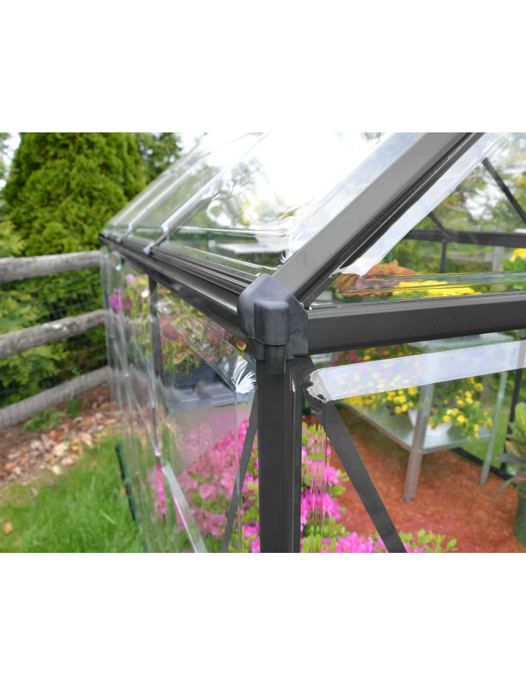 Serre de jardin Harmony 2,47 x 1,85 m grise - aluminium - fenêtre et gouttières