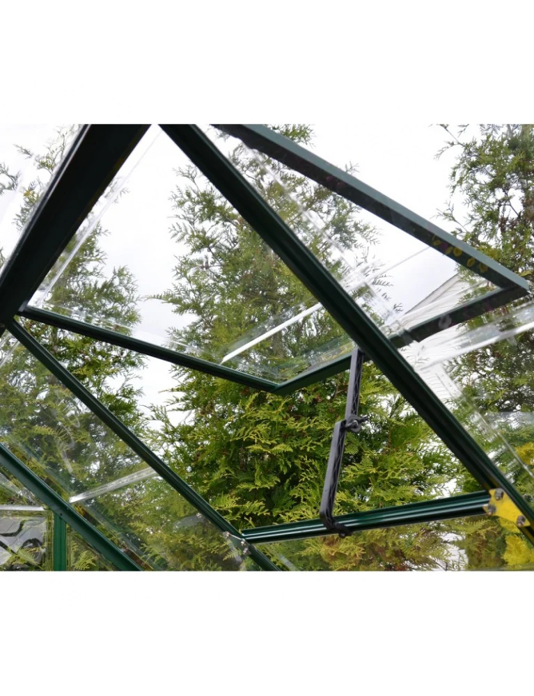 Serre de jardin Harmony 2,47 x 1,85 m verte- aluminium - fenêtre de toit et gouttières
