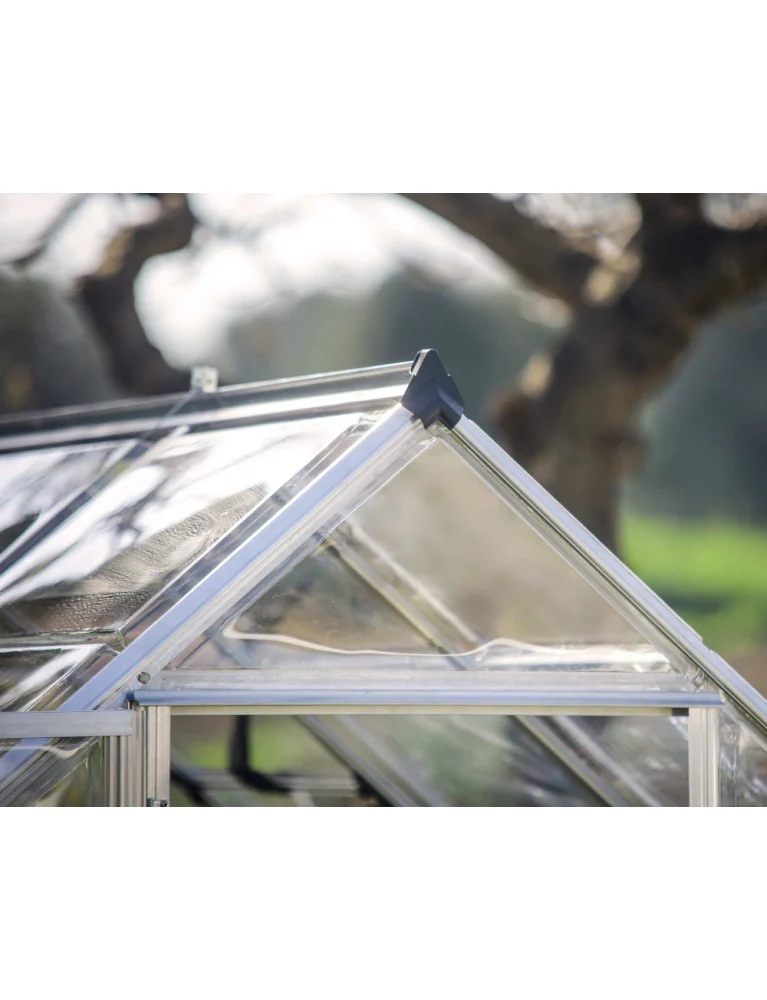 Serre de jardin Harmony 1,85 x 1,26 m silver - aluminium - fenêtre de toit et gouttières