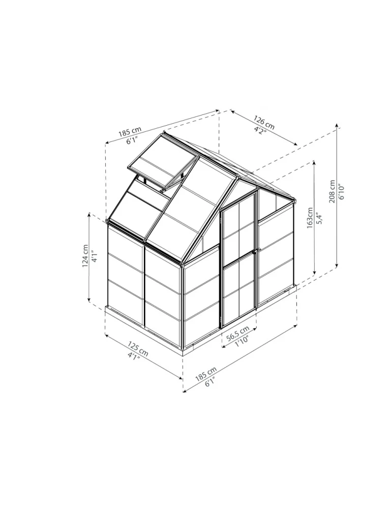 Serre de jardin Harmony 1,85 x 1,26 m silver - aluminium - fenêtre de toit et gouttières