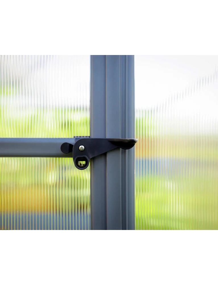 Serre de jardin Mythos 1,85 x 2,46 m grise - aluminium - fenêtre de toit et gouttières