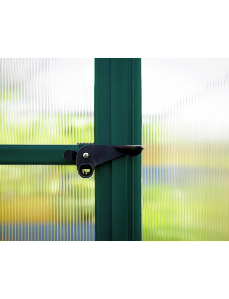 Serre de jardin Mythos 1,85 x 2,46 m verte – aluminium – fenêtres de toit & Gouttières