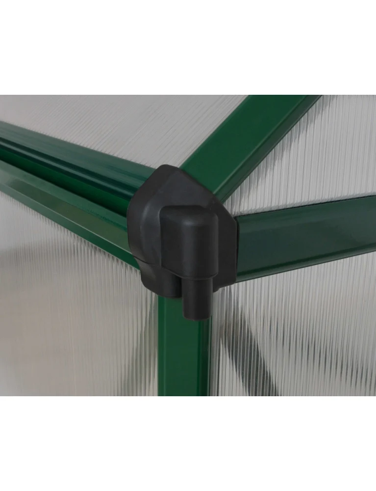 Serre de jardin Mythos 1,85 x 2,46 m verte – aluminium – fenêtres de toit & Gouttières