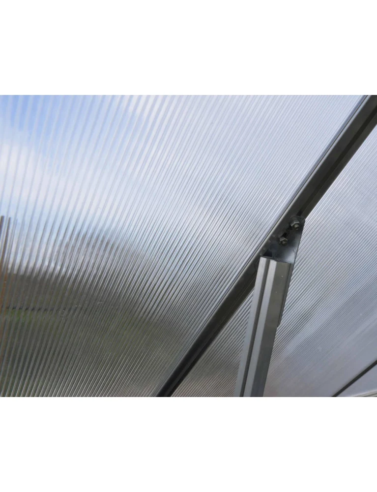 Serre de jardin Mythos 1,85 x 2,46 m silver - aluminium - fenêtre de toit et gouttières