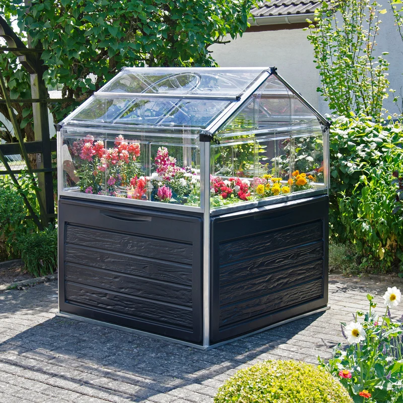 Mini serre de jardin Plant Inn Silver 1,16 x 1,16 x 1,48 m - aluminium - couvercles articulés