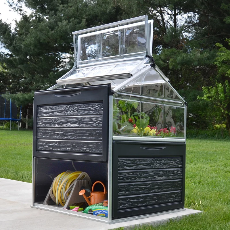 Mini serre de jardin Plant Inn Silver 1,16 x 1,16 x 1,48 m - aluminium - couvercles articulés