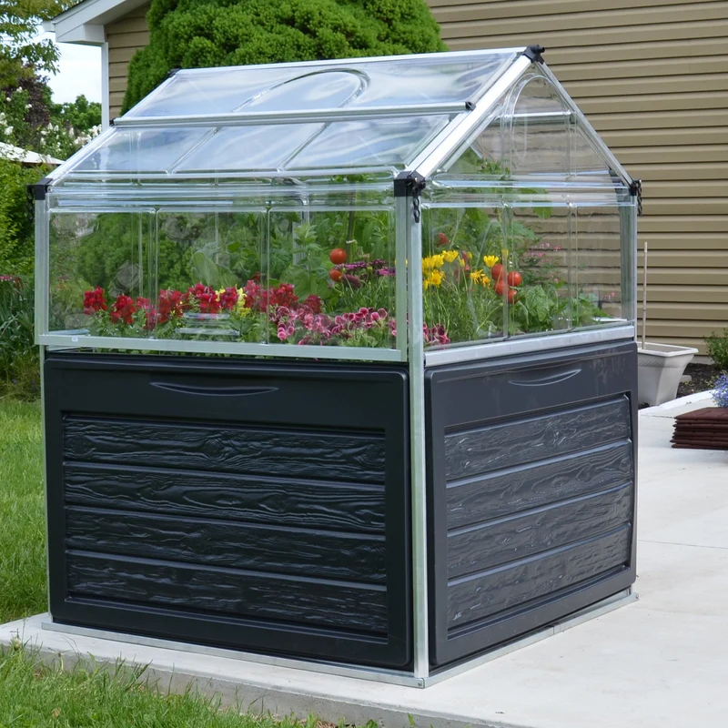 Mini serre de jardin Plant Inn Silver 1,16 x 1,16 x 1,48 m - aluminium - couvercles articulés