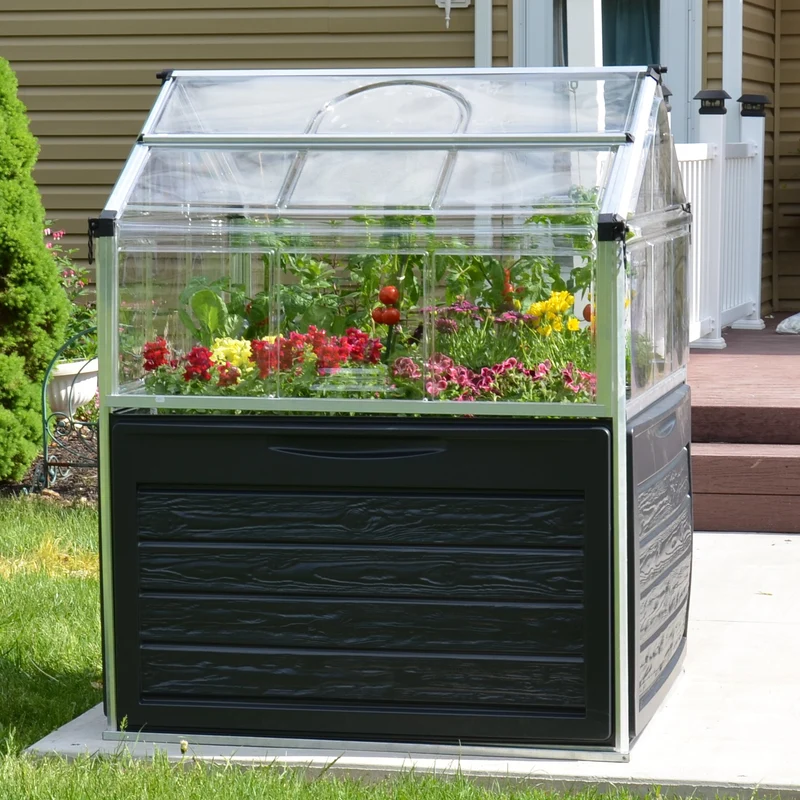 Mini serre de jardin Plant Inn Silver 1,16 x 1,16 x 1,48 m - aluminium - couvercles articulés