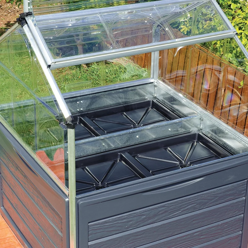 Mini serre de jardin Plant Inn Silver 1,16 x 1,16 x 1,48 m - aluminium - couvercles articulés