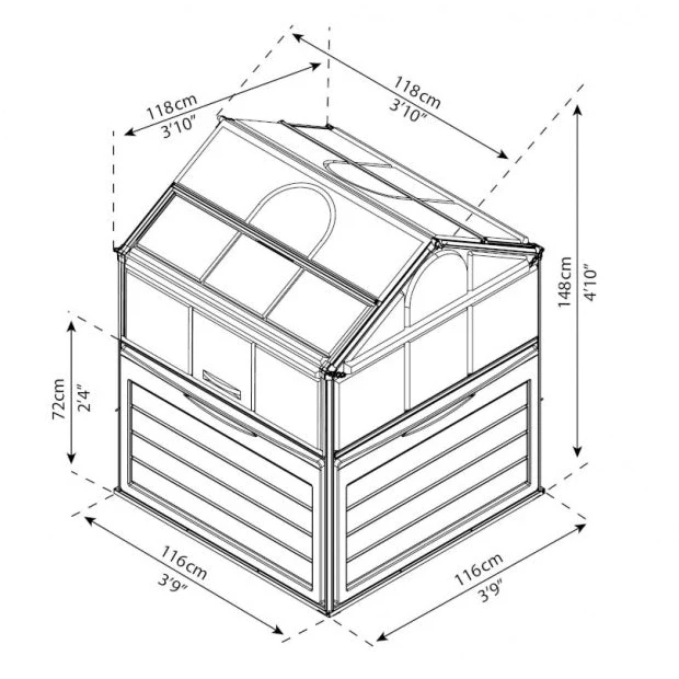 Mini serre de jardin Plant Inn Silver 1,16 x 1,16 x 1,48 m - aluminium - couvercles articulés