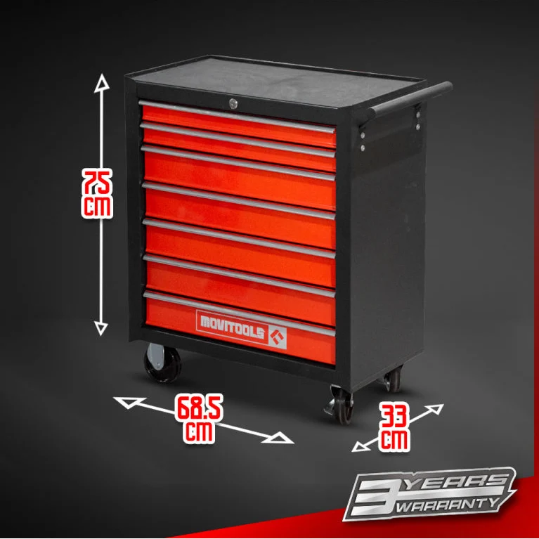 Servante d’atelier métallique 7 tiroirs – acier renforcé, antidérapante, 150 kg