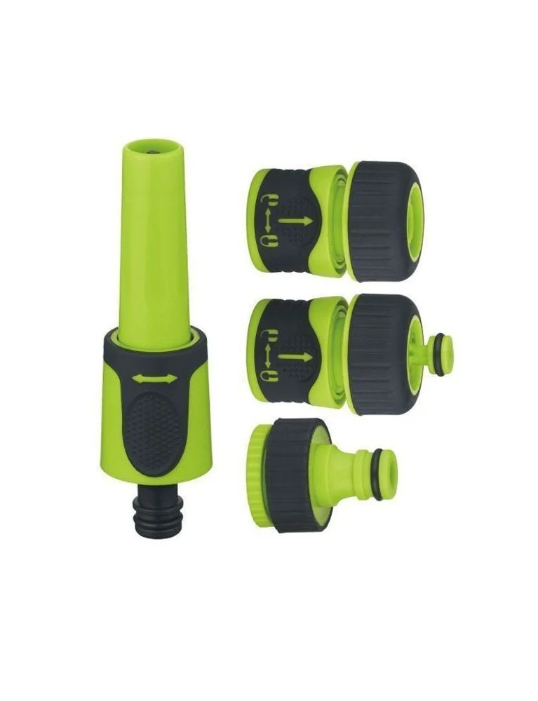 Set d’arrosage 4 pièces – lance ajustable, raccords rapides AquaStop, nez de robinet