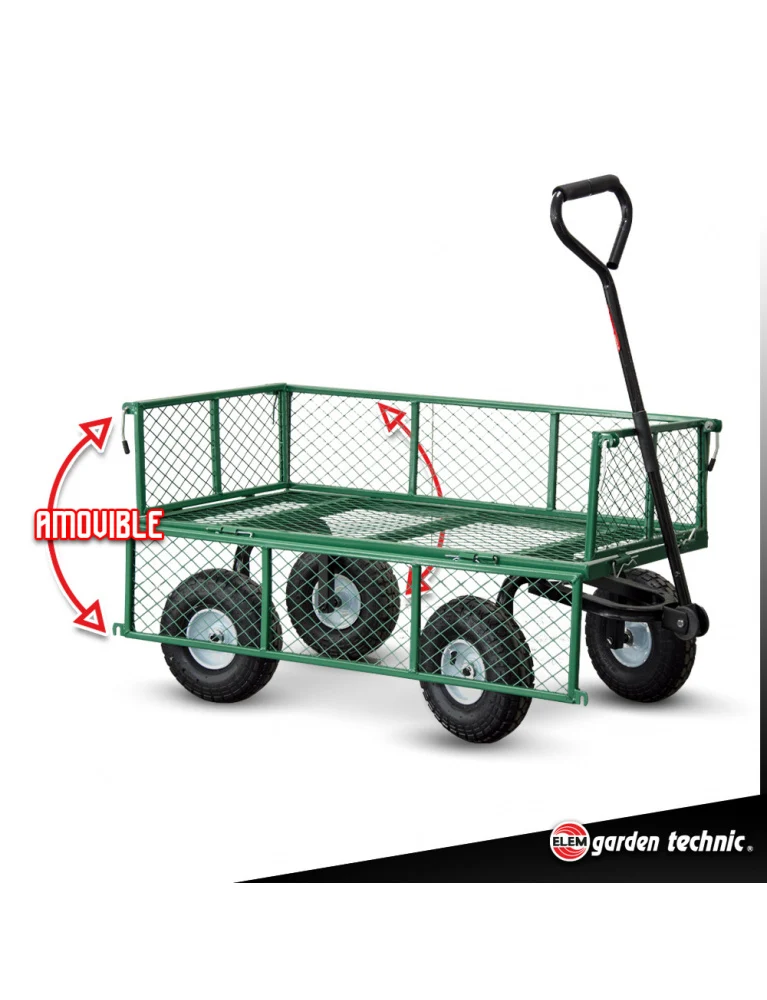Chariot de jardin en acier - 97x 52 x 59 cm